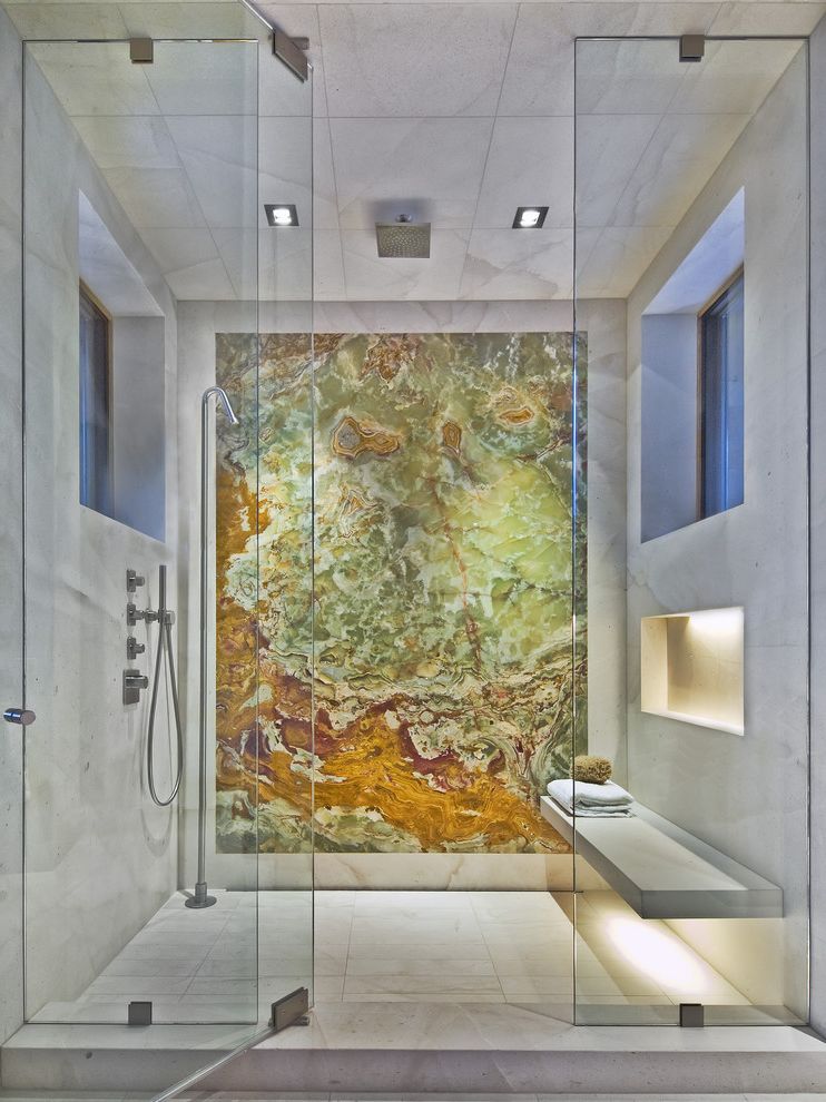 3 Piece Patio Set Under $100   Contemporary Bathroom Also Alcove Glass Panel Marble Slab Pivot Door Rain Shower Recessed Lights Shower Shower Bench Tile Ceiling Tile Floor Tile Walls Windows