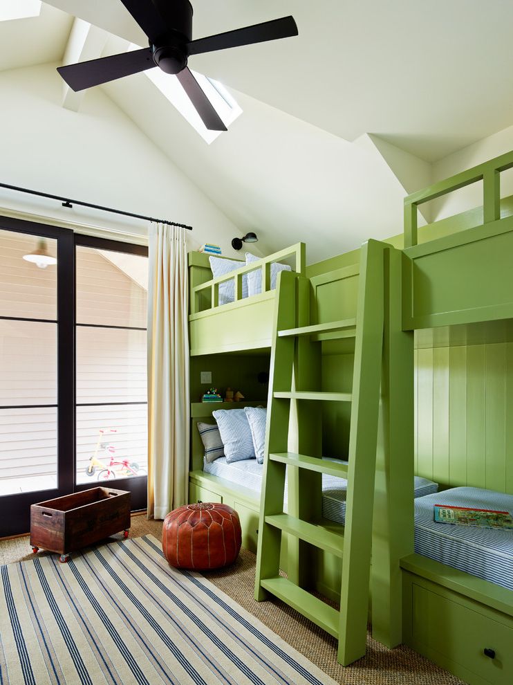 Aaa Santa Rosa with Transitional Kids Also Architectural Elements Built in Bunk Beds Bunk Beds Ceiling Fan Green and White Interior Design Jute Rug Kids Bedroom Napa Sky Lights Sonoma Striped Rug Wine Country