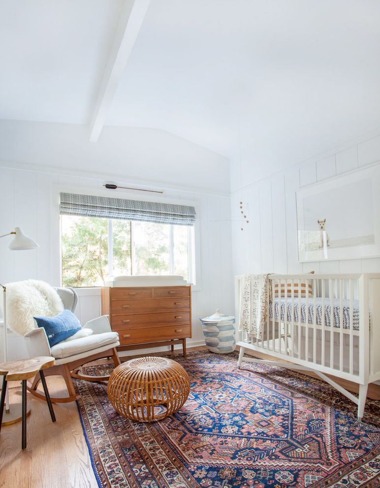 Affordable Nursery Furniture Sets   Contemporary Nursery  and Animal Photography Beach Home Bohemian California Style Collection Eclectic Giant Art Oriental Rug Rocking Chair Roman Shade Vintage Rugs White Crib Wood Panelling