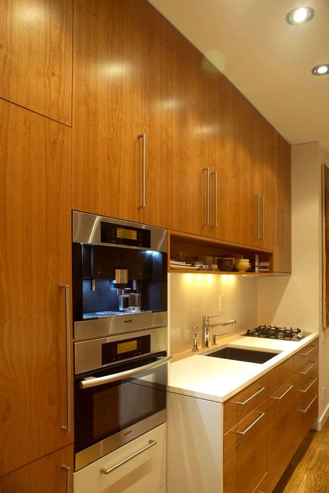 Bulthaup Nyc with Modern Kitchen  and Espresso Machine Kitchen Hardware Kitchen Shelves Stainless Steel Appliances Under Cabinet Lighting Wood Cabinets