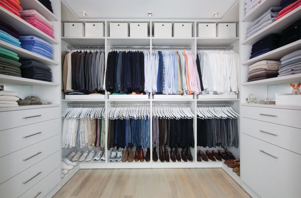 California Closets Seattle with Contemporary Closet Also Ceiling Lighting Closet Organizers Dressing Room Pants Rack Recessed Lighting Shoe Rack Storage Boxes Walk in Closet Wood Floors