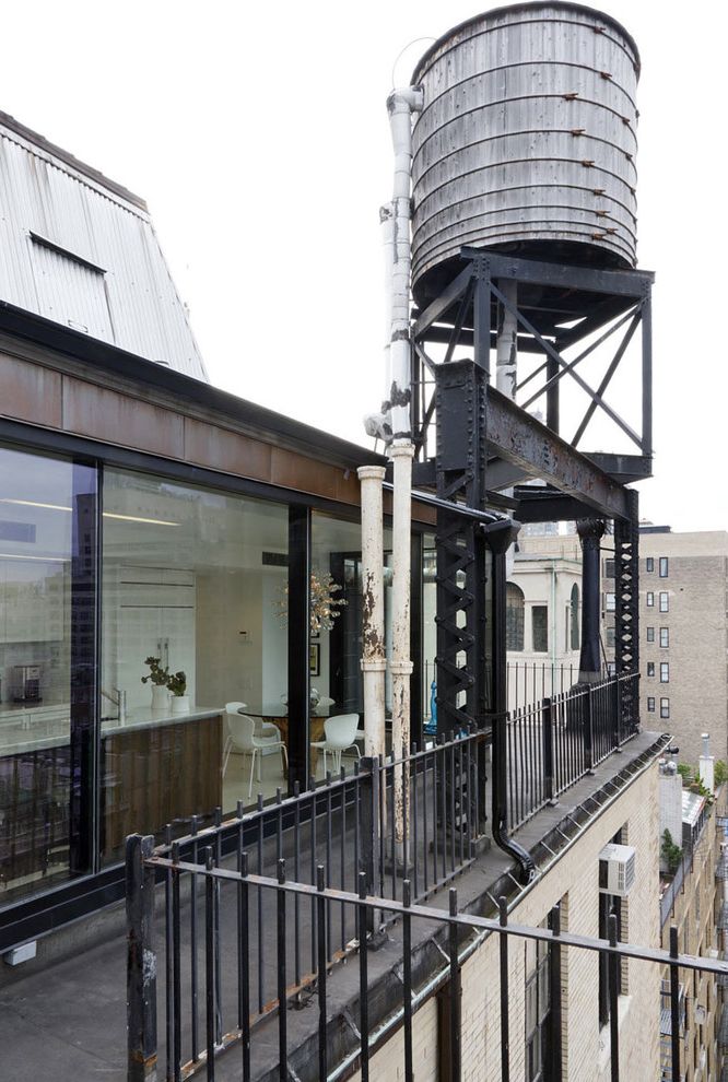 Catch Restaurant Nyc with Industrial Exterior  and Balcony Exposed Beams Industrial Loft Metal Roof Metal Siding Penthouse Roof Deck Roof Terrace Steel Urban Water Tower