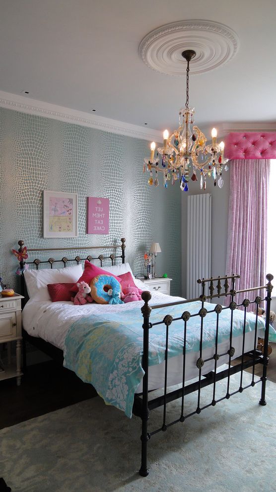 Chandelier for Girl Bedroom   Contemporary Kids  and Antique French Chandelier Blue Bedroom for Girls Chandelier Girls Bedroom Metal Bed Frame Teenage Girl Bedroom Teenager Girls Bedroom Timeless