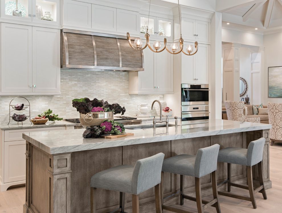 Countertops Jacksonville Fl with Transitional Kitchen  and Bright Kitchen Gray Matchstick Tile Gray Upholstered Barstools Light Brown Accents Pendant Light