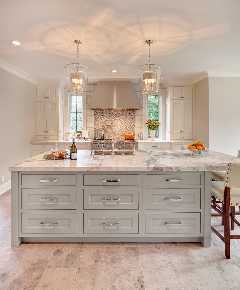 Decor Once More   Transitional Kitchen  and Dura Supreme Pendant Lights