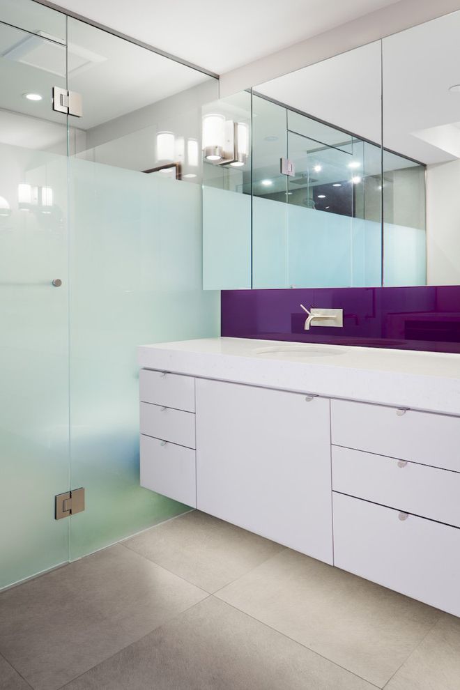Dons Mobile Glass   Contemporary Bathroom Also Bathroom Mirror Bathroom Tile Floating Vanity Floor Tile Frosted Glass Medicine Cabinet Purple Accent Wall Mount Faucet