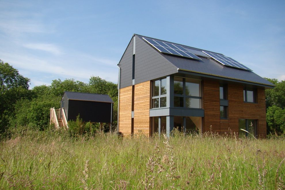 Energy Solutions Oakland with Modern Exterior Also Airtightness Cold Bridge Free Eco Design Environmental Field Green Low Energy Meadow Natural Ventilation Nature New Build Passive House Passivhaus Roofline Solar Gain Solar Panels Wood Wood Siding
