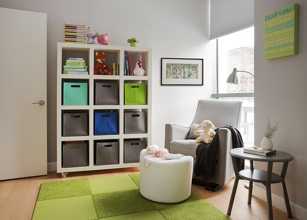 Extra Large Plastic Storage Containers with Lids with Contemporary Nursery Also Bookcase Bright Colors Colorful Accents Condominium Glider Green Architect Modern Condo Renovation Side Table Storage Baskets Toys Urban Style