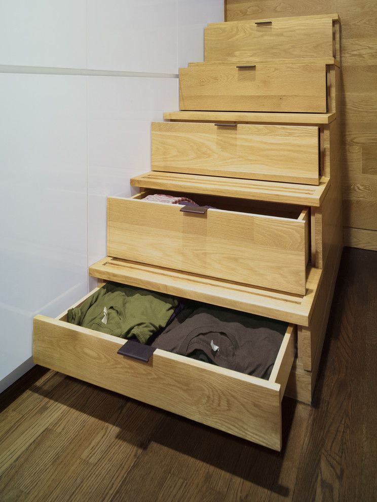 Extra Space Storage Pearl City   Contemporary Staircase Also Drawers Loft Narrow Staircase Storage Wood Floors Wood Staircase