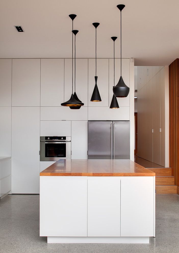 Hmr at Home with Contemporary Kitchen Also Black Pendant Lights Castlecrag Extensions Floor to Ceiling Cabinets Steps Sydney White Island White Kitchen Wood Countertop