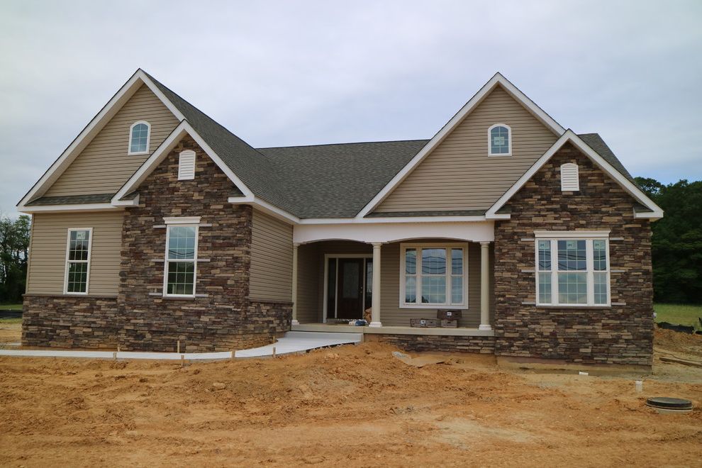 Hmr at Home with Traditional Exterior  and Azek Trim One Story Living Ranch Style Home Stone Veneer Vinyl Siding