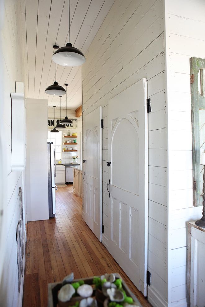 Joanna Gaines Age with Farmhouse Hall  and Kitchen Pendant Lighting White Doors White Paneling