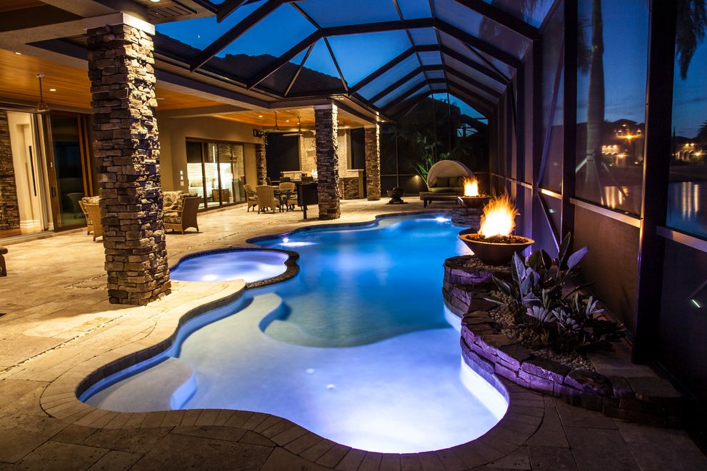 Landscaping Rock Louisville Ky   Mediterranean Pool Also Covered Pool Enclosed Pool Fire Feature Freeform Pool Patio Chairs Patio Furniture Patio Lighting Pool Lighting Spa Stone Pillar Stone Posts Sunshelf