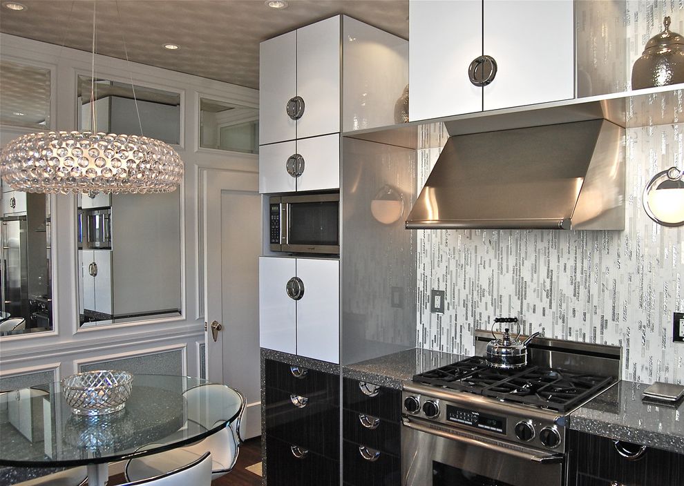 Lighting Stores San Francisco with Contemporary Kitchen  and Glamorous Kitchen High Gloss Cabinets Modern Kitchen Stainless Appliances Tile Backsplash White Kitchen