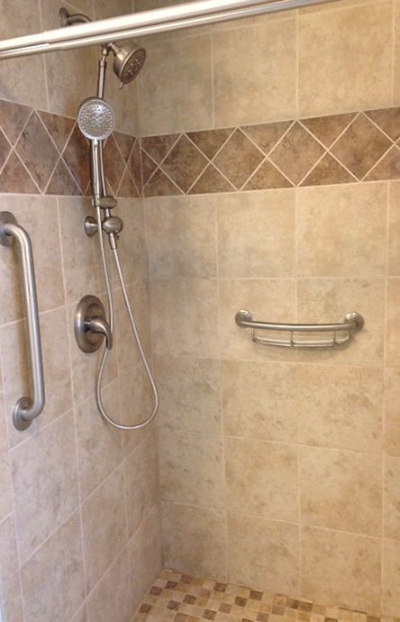 Lowes Chico   Traditional Bathroom Also Ada Shower Ceramic Tile Grab Bars Traditional Design