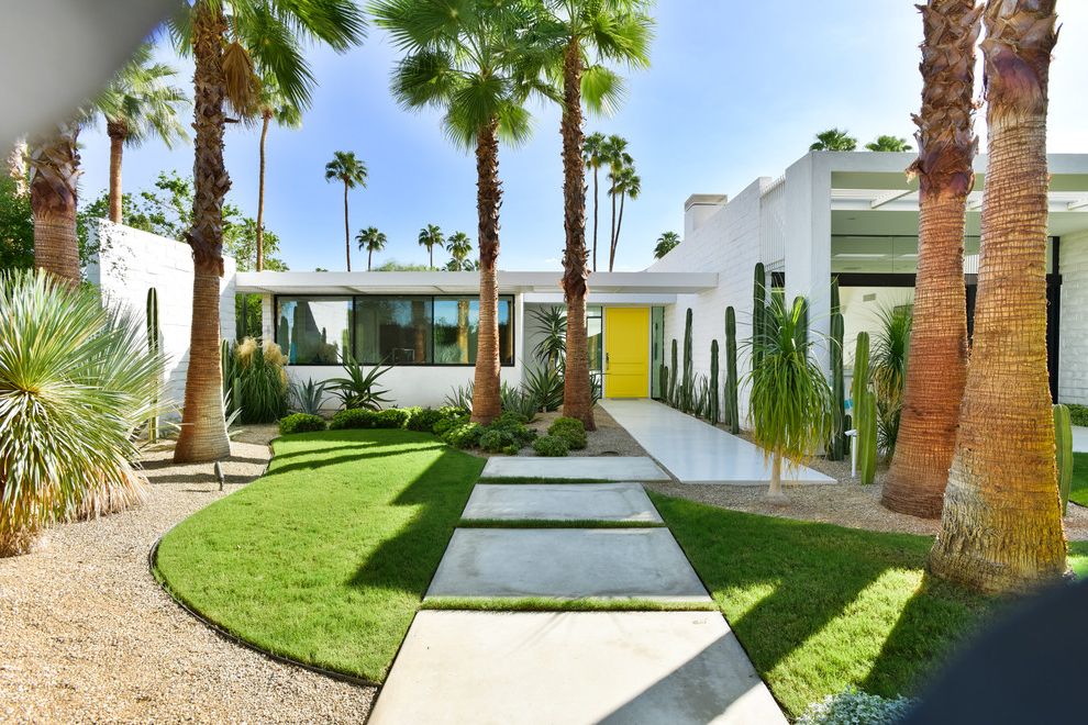 Lowes Conway Ar with Midcentury Exterior Also Concrete Pavers Mid Century Modern Krisel Remodel in Palm Springs Palm Trees
