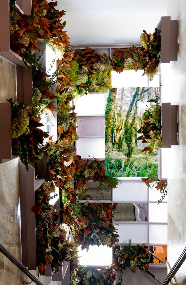 Manhattan Laminates with Contemporary Staircase  and Indoor Garden Indoor Plants Living Walls Stair Rails Stairway Vertical Garden