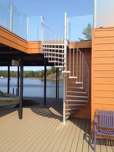 Moisture Shield Decking   Contemporary Spaces  and Decking Dock Earthtone Moistureshield Composite Decking Outdoor Living Pier Railing