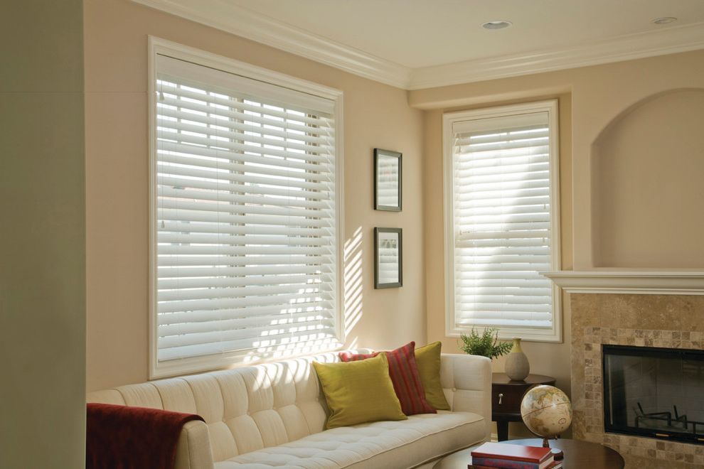 Norman Window Fashions with Transitional Living Room Also Cellular Shades Composite Shutters Designer Roller Shades Faux Wood Shades Honeycomb Shades Interior Shutters Norman Window Fashion Normandy Roller Blinds Wood Blinds