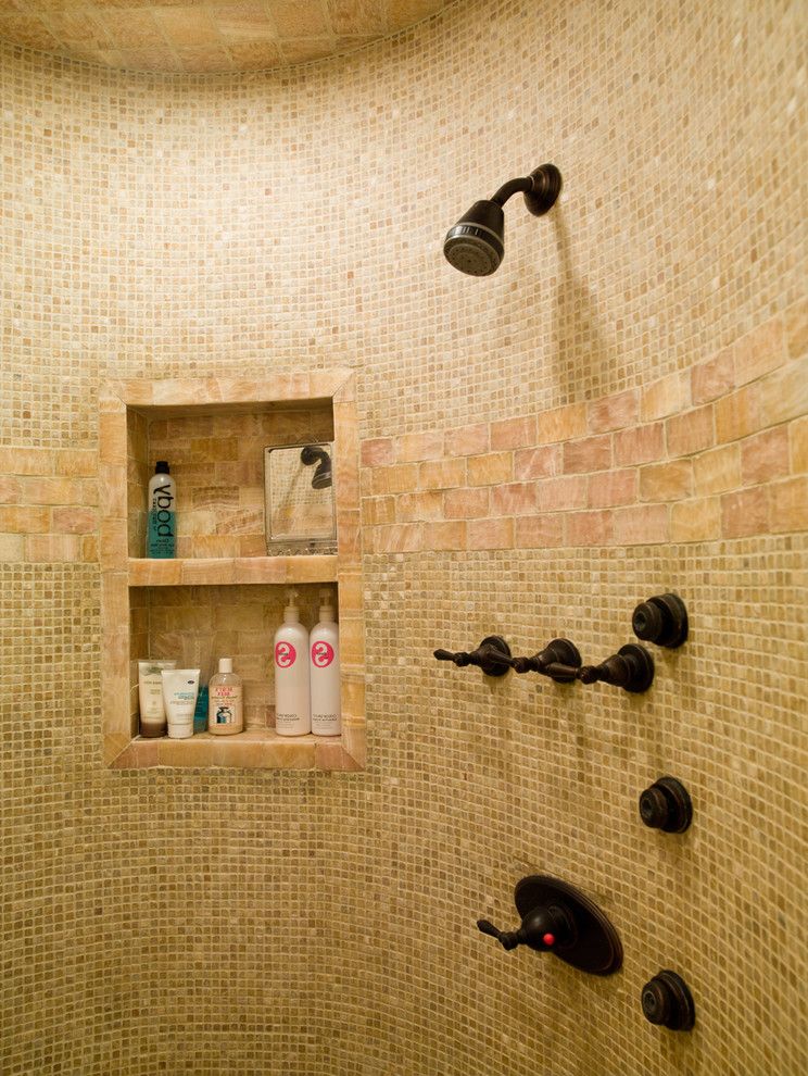 Oil Rubbed Bronze Soap Dispenser Freestanding with Contemporary Bathroom  and Bath Fixtures Built in Shelves Curved Wall Mosaic Tiles Oil Rubbed Bronze Shower Shelves Tile Shower Tile Wall