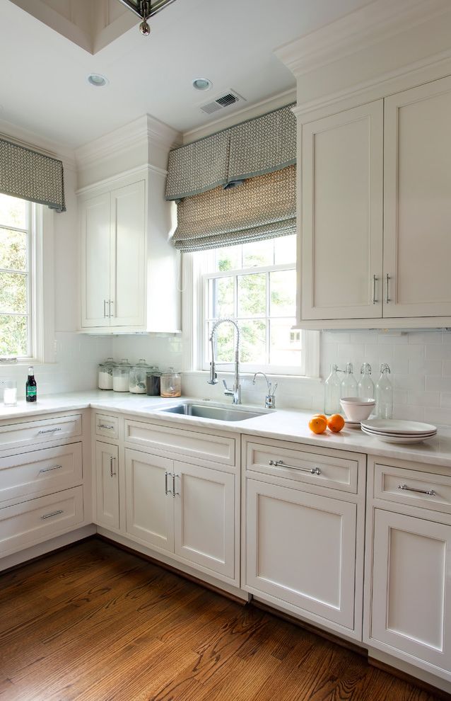 Regent Homes Charlotte Nc with Traditional Kitchen  and Faucet Shaker Kitchen Stone Countertop White Kitchen White Kitchen Cabinet Window Treatment Wood Floor