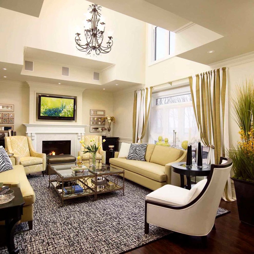 Regina Andrew Furniture with Traditional Living Room Also Area Rug Black Burlington Chandelier Classic Contemporary Eclectic Formal French Green High Ceiling Interior Design Mantel Tv Mounted Over Fireplace White Window Treatment Yellow Zebra