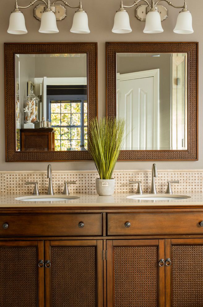 Ryan Homes Charlotte Nc   Tropical Bathroom  and Double Sink Vanity Framed Mirror Stainless Steel Faucet Triple Light Sconce Vanity Lighting Vanity Top Widespread Faucet