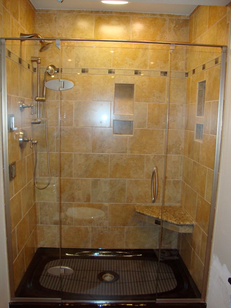 Shower Pan with Bench with Mediterranean Bathroom  and Mediterranean
