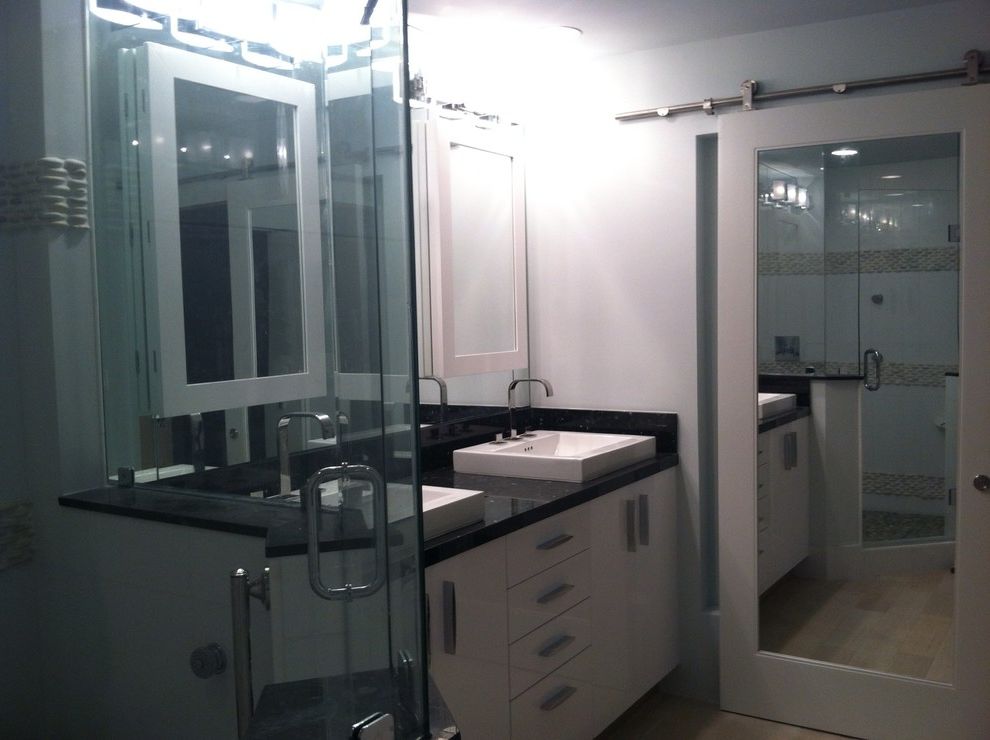 Smith and Deshields   Contemporary Bathroom  and Barn Door Mirror Door