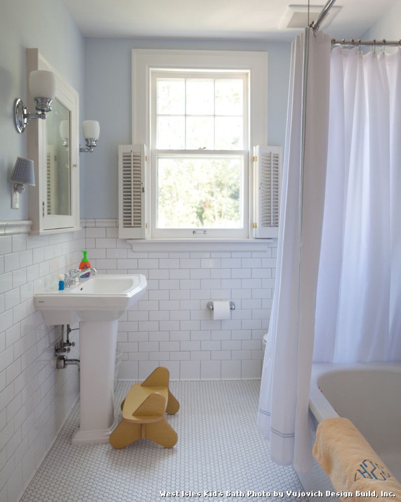 Sparkle Floor Tiles with Traditional Bathroom and Blue Cottage Medicine Cabinet Modern Penny Tile Shutters Stool Subway Tile Tiled Floor Tiled Wall White Tile