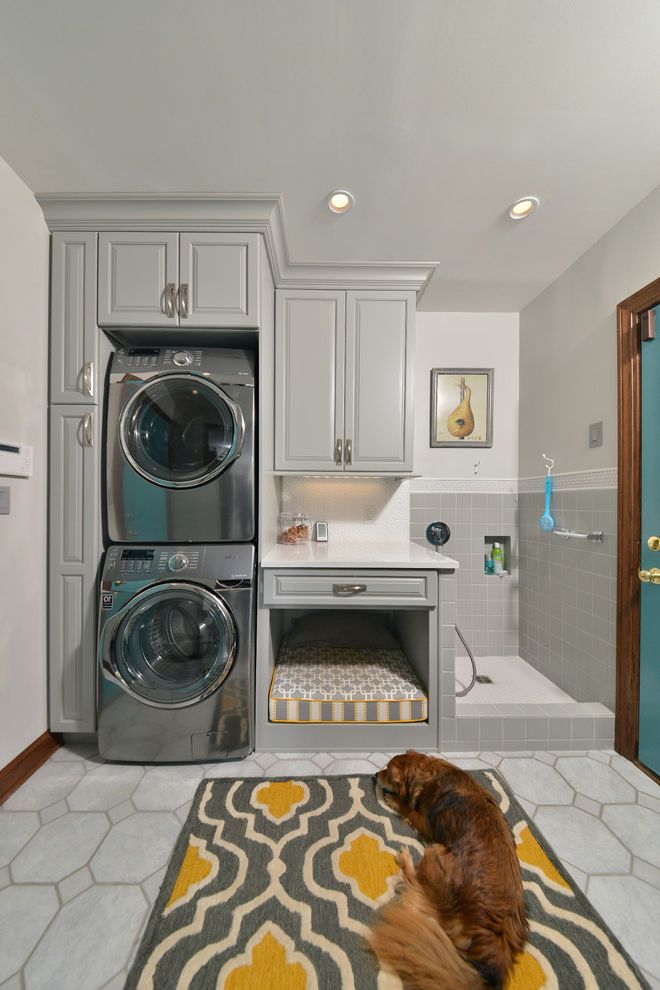 Stackable Washer and Dryer Dimensions   Traditional Laundry Room  and Dog Bed Dog Grooming Dog Shower Dog Wash Dogs Kids Utility Room Utility Room