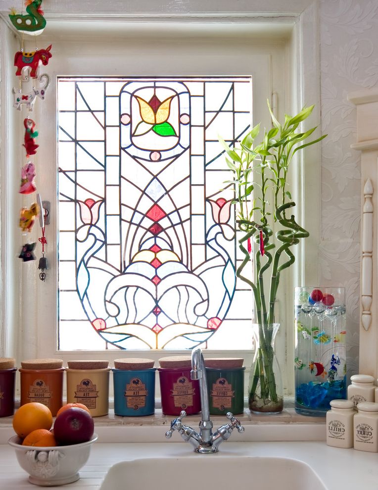 Stained Glass Evanston with Victorian Kitchen  and Bamboo Food Storage Fruit Bowl Leaded Windows Mobile Stained Glass