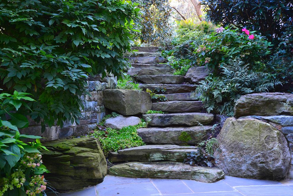 Stepping Stone Round Rock with Contemporary Landscape Also Garden Pathway Gray Floor Tiles Natural Stone Steps Semi Curved Steps
