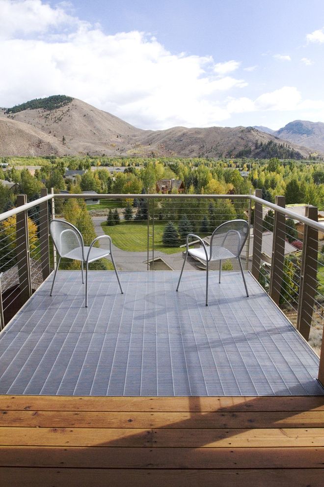 Straightforward Fence with Modern Balcony Also Balcony Bar Grate Cable Guardrail Cable Railing Cantilever Deck Glass Guardrail Metal Chairs Metal Deck Modern Deck Mountain View Steel Deck Sun Valley Idaho Wood Deck
