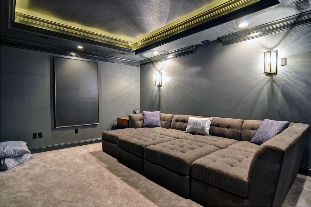 Theater Conroe Tx with Transitional Home Theater and Beige Carpet Black Walls Dark Gray Walls Dark Grey Walls Home Theater Chairs Home Theater Seating Home Theater Sofa Home Theater Sofa Set Media Room Seating Raised Ceiling