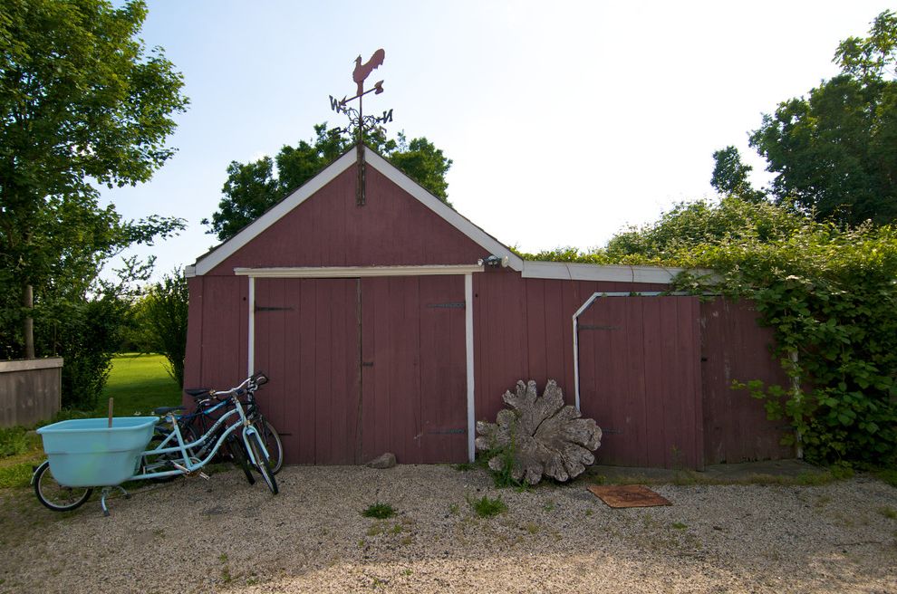 Weathervanes of Maine   Traditional Shed Also Barn Bike Wheelbarrow Country Courtyard Farm Gravel Hamptons Live Edge Red Rooster Rural Shed Tree Slice Vines Weathered Wood Weathervane
