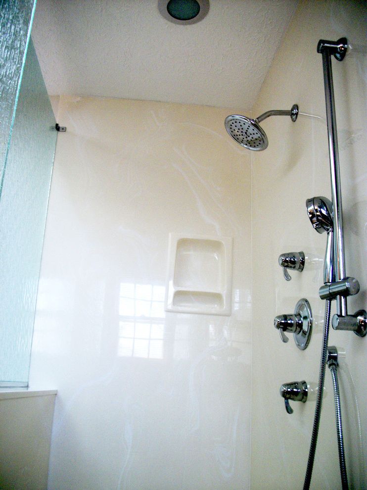 What is Cultured Marble with Contemporary Bathroom Also Bathroom Marble Shower Rainglass Shower Door Shower Enlargement