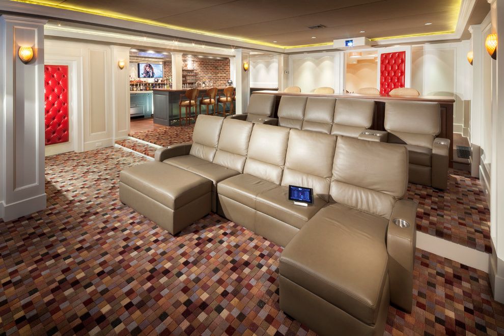 Wichita Ks Theater with Transitional Home Theater Also Acoustic Wall Treatments Epson Hd Projector Hd Cinema Klipsch Cinema Speakers Large Home Theater Projection Screen Lutron Lighting Control Performance Home Theater Surround Sound Theater