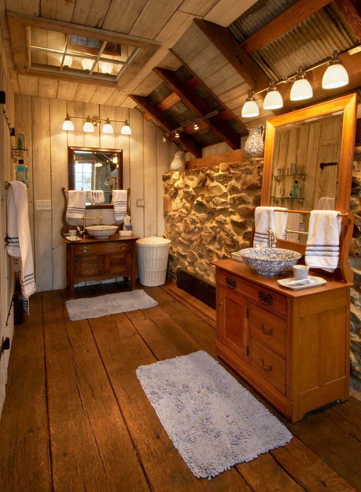 Window Tinting Lancaster Pa   Rustic Bathroom  and Bath Mat Handcrafted Mortise and Tenon Paneled Ceiling Reclaimed Timbers Repurposed Barn Residence Rustic Stone Wall Timber Framing Two Sinks Two Vanities Vanity Lighting Wide Plank Floor