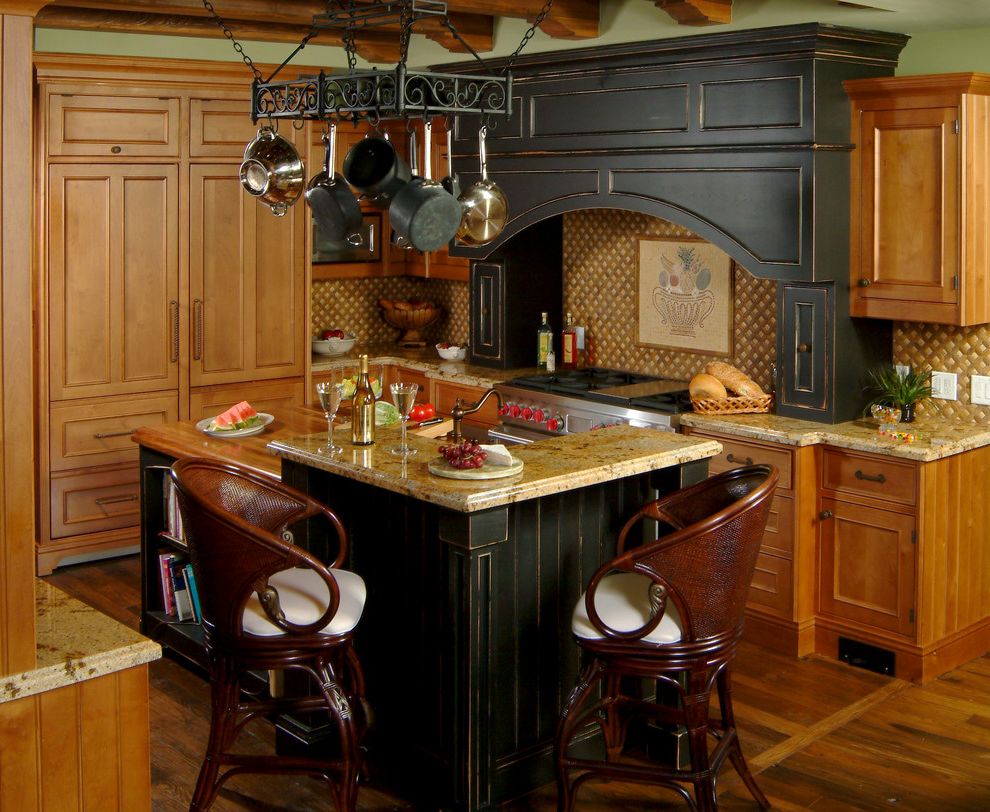 A1 Appliances Nashville   Traditional Kitchen Also Black Kitchen Island Hanging Pot Holder Hidden Appliances Light Wood Cabinets Wood Floor