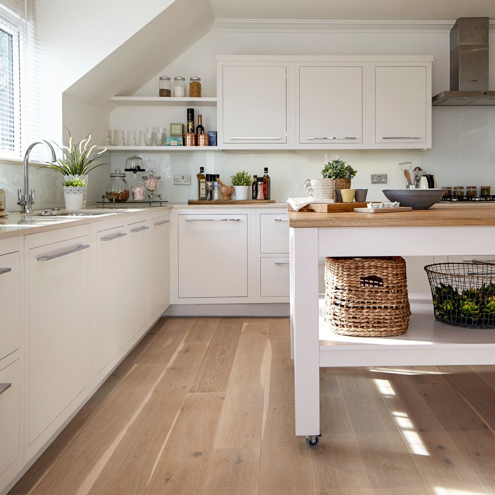 Best Mop to Clean Hardwood Floors   Farmhouse Kitchen  and Indoor Plants Portable Kitchen Island Rolling Kitchen Island Sloped Ceilings Stainless Hood White Cabinets White Kitchen Wicker Basket Wire Basket Wood Countertop
