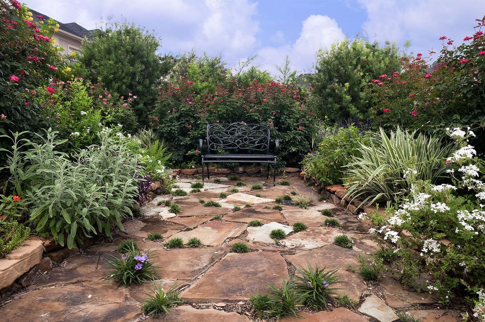 Abc Pest Control Houston with Eclectic Landscape  and Garden Bench Mass Plantings Pavers Planters Pocket Garden Stone Paving Stone Wall