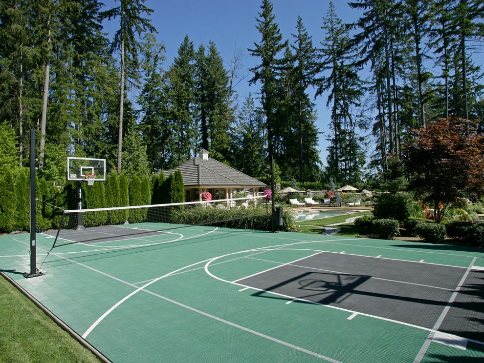 How Much Does a Basketball Court Cost with Modern Landscape Also Basket Ball Court Custom Home Pool Tennis Court