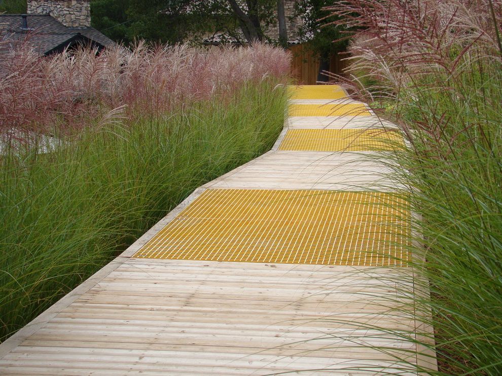 Lowes Lafayette with Contemporary Landscape Also Boardwalk Deck Floor Detailing Grass Hillside Low Maintenance Low Water Path Planter Slope Walkway Wooden Flooring