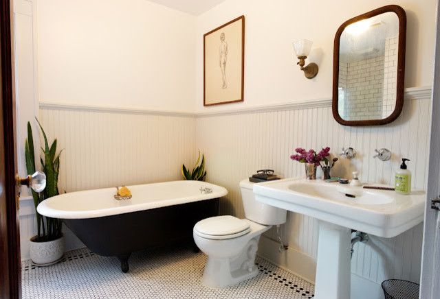 Orbital Floor Sander for Sale with Traditional Bathroom  and Bathroom Beadboard Classic Clawfoot Tub Simple Vintage Wainscoting