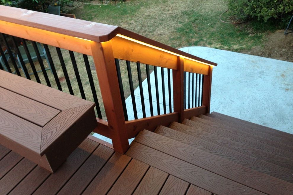 Trex Madeira   Traditional Deck  and Alex Lara Bench Composite Deck Led Strip Light Lighting Ojai Redwood Ventura