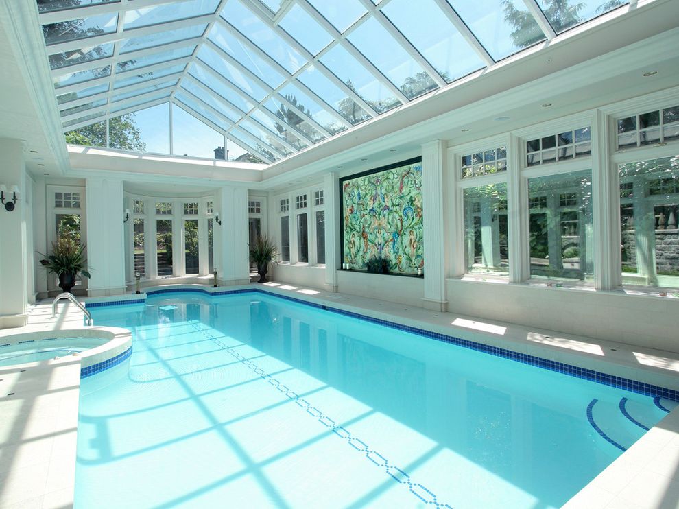Pools in Nyc with Contemporary Pool Also Backyard Burnaby Entertainment Exercise Hot Tub Indoor Indoor Pool Pool Pool Tile Sconce Skylights Spa Sunroom Swimming Pool Wal Lighting Water