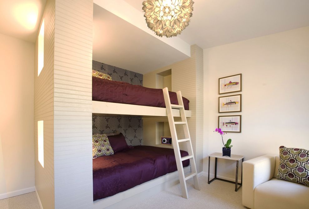 Olympic Queen Mattress   Modern Bedroom  and Bunk Beds Guest Room Purple Bedding Shared Bedroom Wall Art Wall Decor Wallpaper